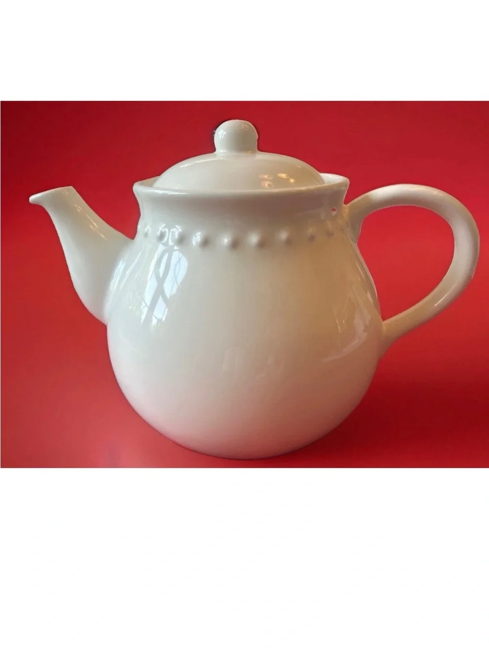 Pottery Barn Emma Creamy White Teapot & Lid 6 1/2in 6 Cups Made In Portugal